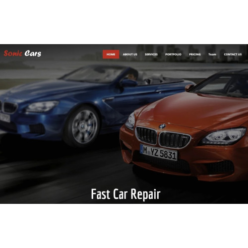 Простой готовый HTML CSS шаблон автомобильного сайта автомастерской Sonic 2023
