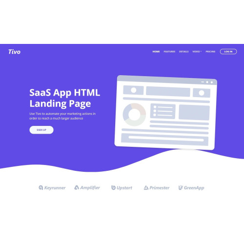 Стильный готовый HTML CSS шаблон лендинга Tivo 2023